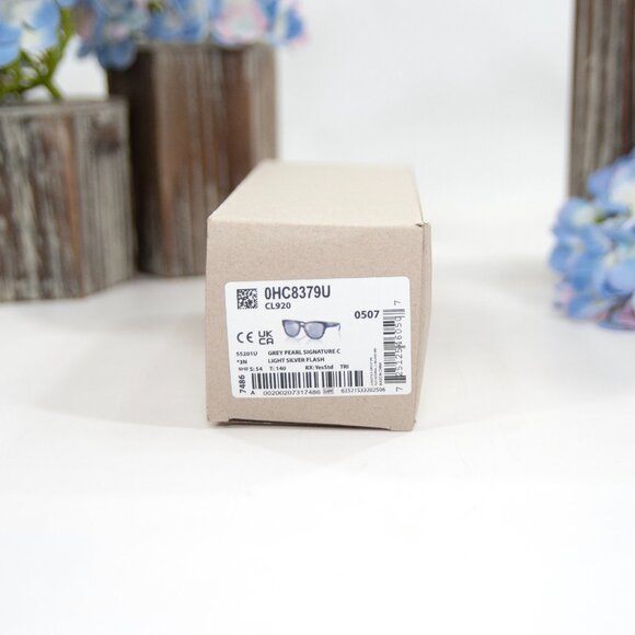 Coach 0HC8379U Grey Pearl Logo Signature Acrylic Metal Sunglasses NWT Case - Picture 8 of 8